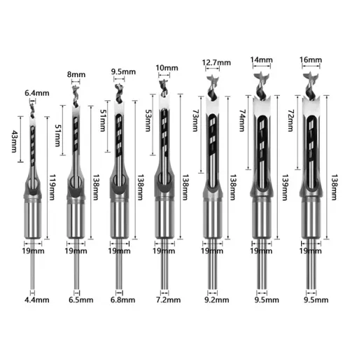 1Pc 6-16mm HSS Square Hole Drill Woodworking Drill Tools Auger Mortising Chisel Drill DIY Furniture Square Woodworking Drill