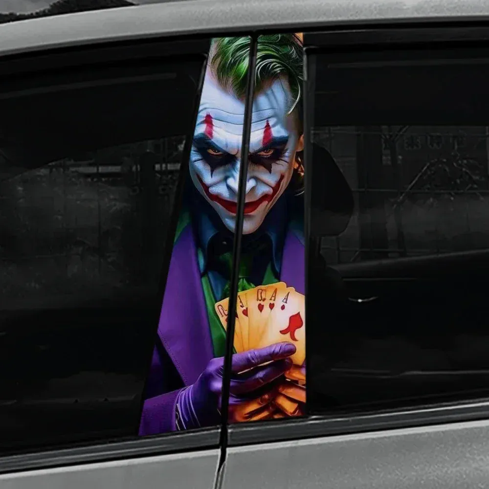 2PCS Laughing Man Car B-pillar Stickers PET Waterproof Auto Center Pillar Sunscreen Decals Funny Decors self-adhesive