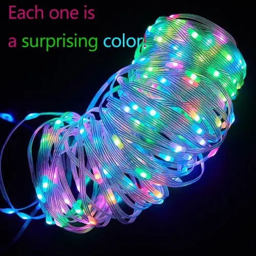 1PC 5M 10M LED RGB LED String DIY Smart IC APP Remote Fairy Lights