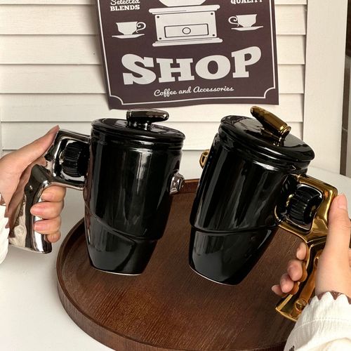 Creative Amazon Cross-Border Coffee Mug: Revolver-Style Ceramic Cup