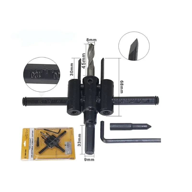 Adjustable Circle Hole Cutter Wood Drywall Drill Bit Saw Round Cutting Blade Aircraft Type DIY Tool