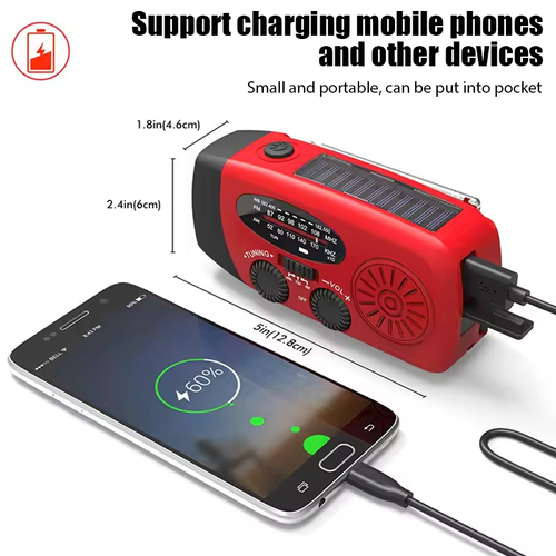 Multifunctional FM Radio Outdoor Emergency Hand-crank Generator Solar Mobile Phone Charging Lighting Table Lamp