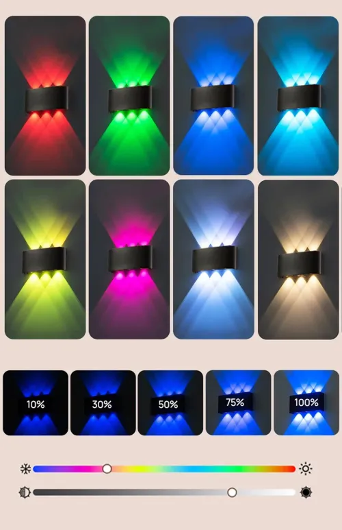 Ambient wall light changes color, WiFi app controls the up and down lights