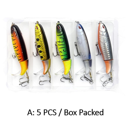 1Set（5pcs） Whopper Plopper Minnow Fishing Lure13g 15g 35g Crankbaits Fishing Artificial Hard Bait Wobbler Rotating Tail Fishing Tackle