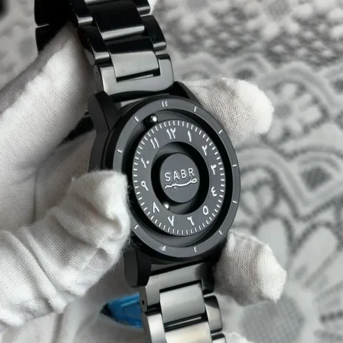 Men's Arabic Numeral Quartz Watch Stainless Iron Beads Hands with Graduations Custom Mirrorless Watch Sabr