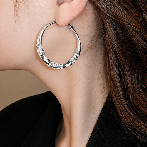 Luxury Twisted Rhinestone Earrings – Elegant, Sparkling
