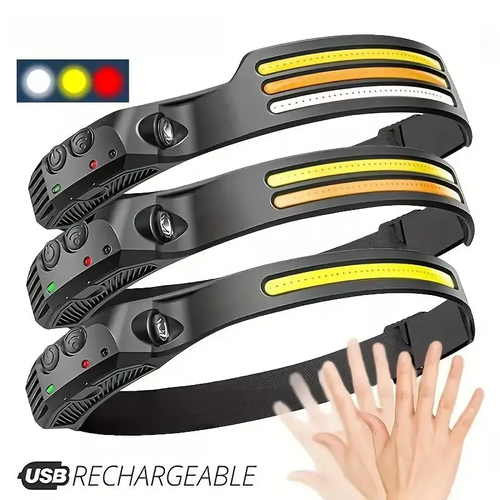 Outdoor USB-Rechargeable COB LED Sensor Headlamp