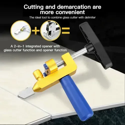 2-in-1 Manual Tile Cutter Tool with Breaking Pliers,Glass Tile Cuttter with 3-15 mm 3 Tungsten Steel Blade Manual Glass Hand Tool for Home DIY Cutting Glass