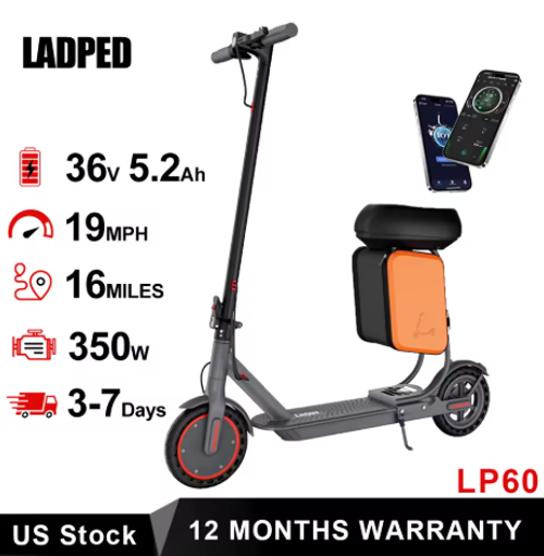 AOVOPRO LADPED LP60 Electric Scooter 350W 19mph Max Speed 8.5inch tire Folding Electric Scooter 16miles Max Range for Adult