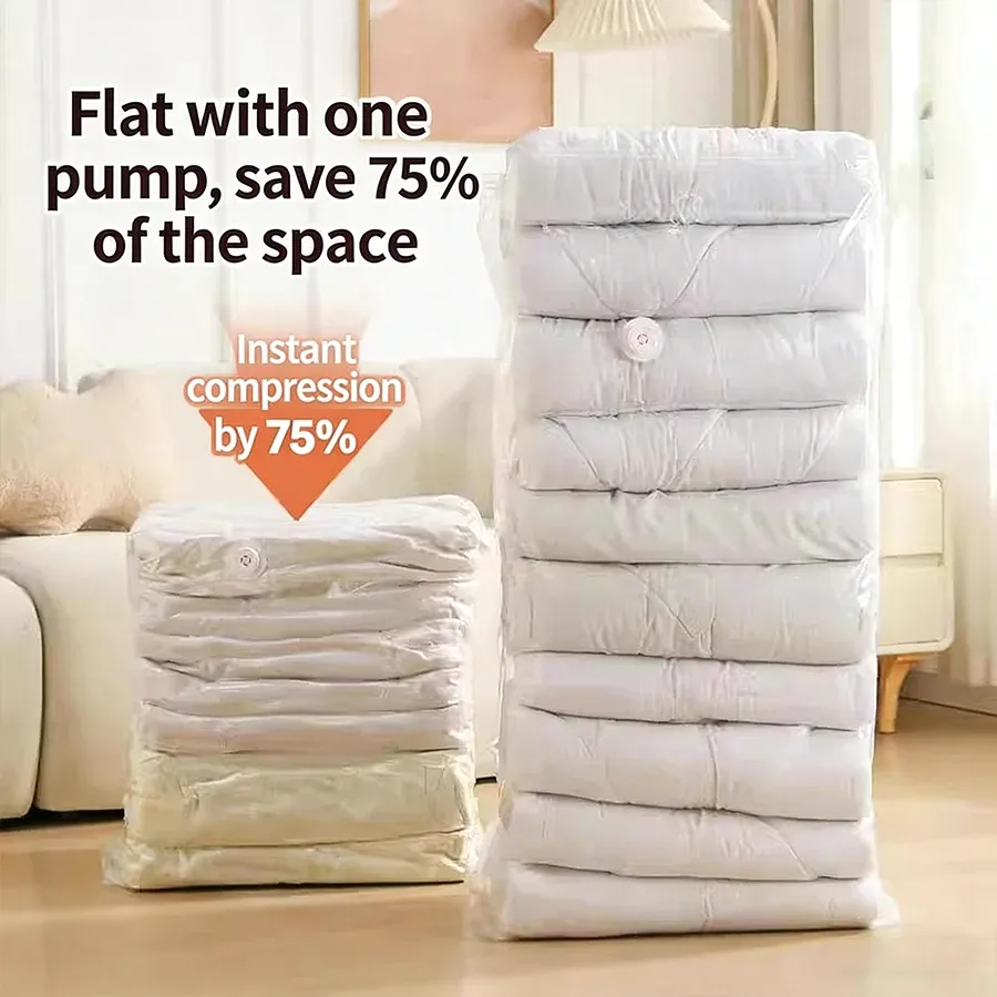 5PCS Vacuum Compression Bag, No Need for Pumping, Clothing Storage Bag, down Jacket and Cotton Quilt Vacuum Storage Bag