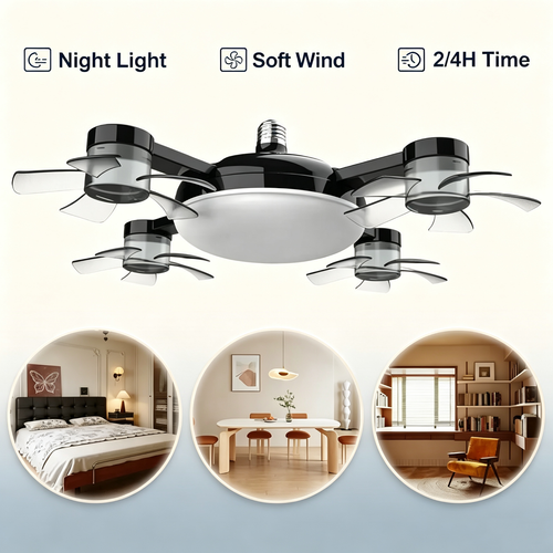 2026 New Remote Control Unmanned Aerial Fan Light Bulb for Home Use
