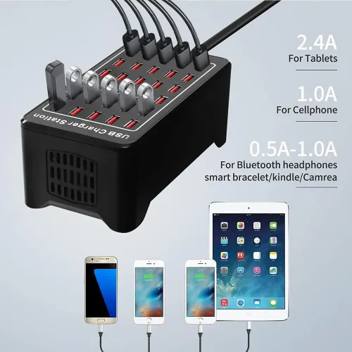 10 20 30 Ports USB Charger 50W 100W 150W Smart USB Charger Desktop Charging Hub Multi-Port Charging Station