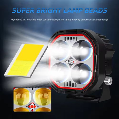 Devil's Eye Yellow White Spotlight Motorcycle Modified Car Light LED Flashing Out