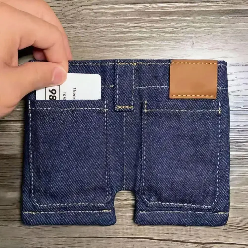 Pocket Pants Mini Jeans Wallet,Foldable Jeans Shaped Change Bag Card Holder Wallets,Portable Retro Pants Style Wallets