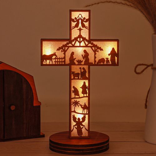 Wooden cross night light