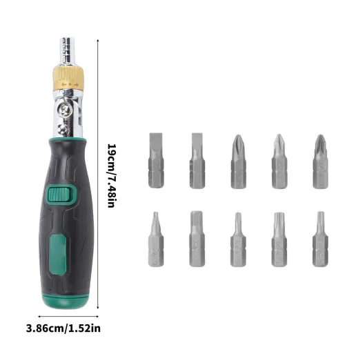10 in 1 Ratcheting Screwdriver Set Compact Multi Angle Rotating Screwdriver with Multi Bits for Home Craft Electronics Repair