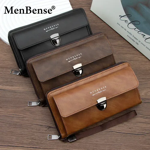 PU leather men's wallet, large capacity lock clip, loose card holder, can hold mobile phones