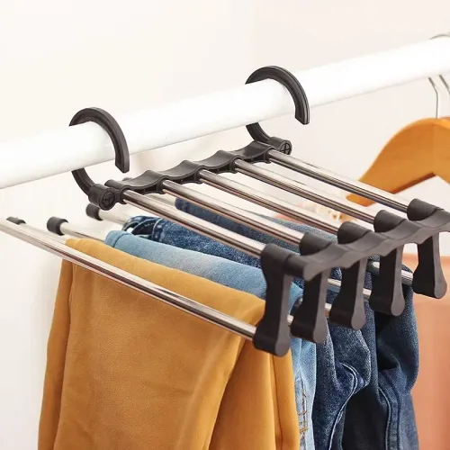 Stainless Steel Multi-Layer Hanging Rack For Home Use - Multi-Functional Folding Wardrobe - Pants Storage Rack Organizer