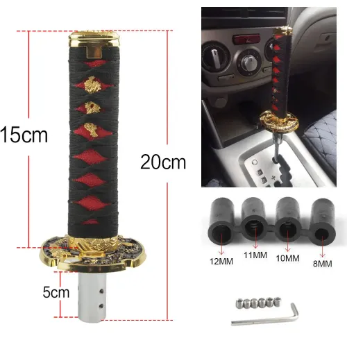 Universal Car Shift Knob, Katana Samurai Sword Metal Weighted Shifter 150mm 200mm 250mm, Fits Most Car Accessories
