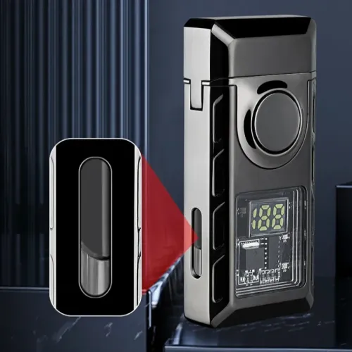 Voice-activated dual-flame refillable windproof lighter with intelligent sensor ignition
