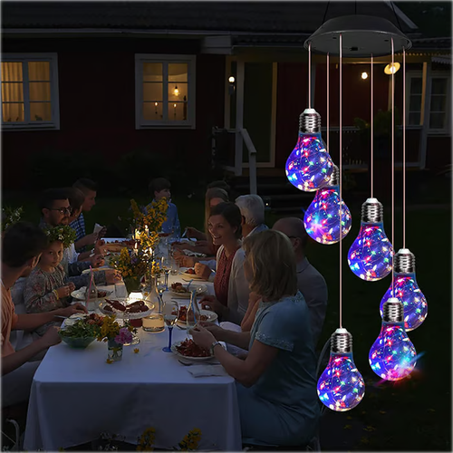Colorful LED Solar-Powered Light Bulb Wind Chimes