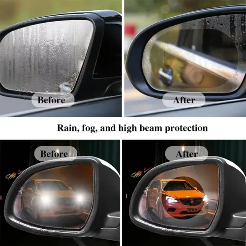 2 car rearview mirror films + 2 side window protective films, waterproof, fog and rainproof