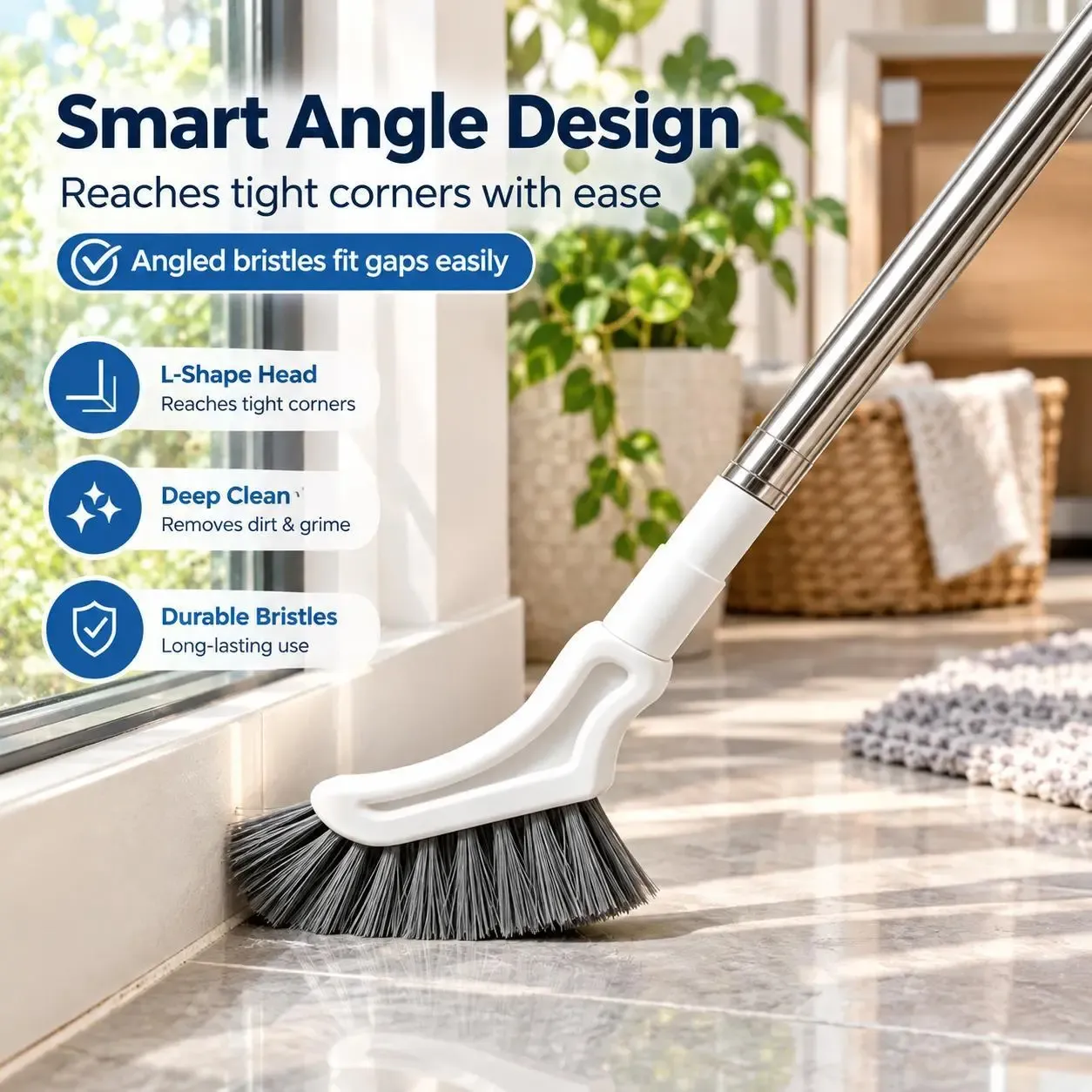 3PCS Adjustable Length Stainless Steel Telescopic Long Handle Crevice Cleaning Brush, Narrow Gap Cleaner for Bathroom, Hard-to-Reach Spaces