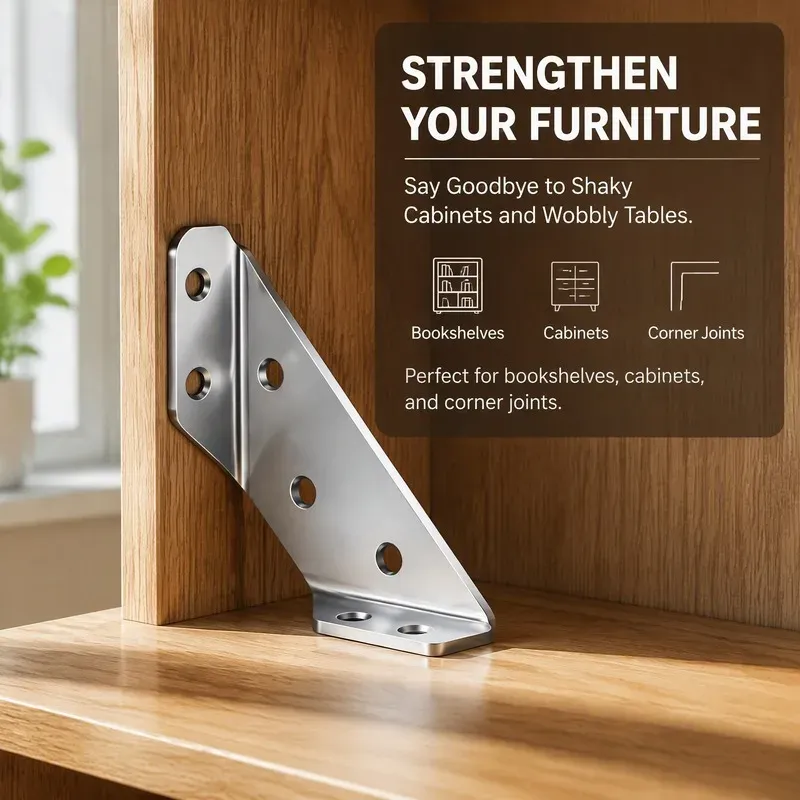 140PCS Stainless Steel Corner Brace, 90°Right AngleSupport Bracket for Cabinets & Furniture, Premium Stainless Steel Corner Brackets
