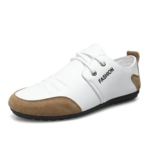 Flat shoes, casual leather shoes, men's white shoes, breathable and soft