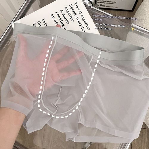 Ultra Thin Sheer Sexy and Seamless Men Ice Silk Boxer Briefs