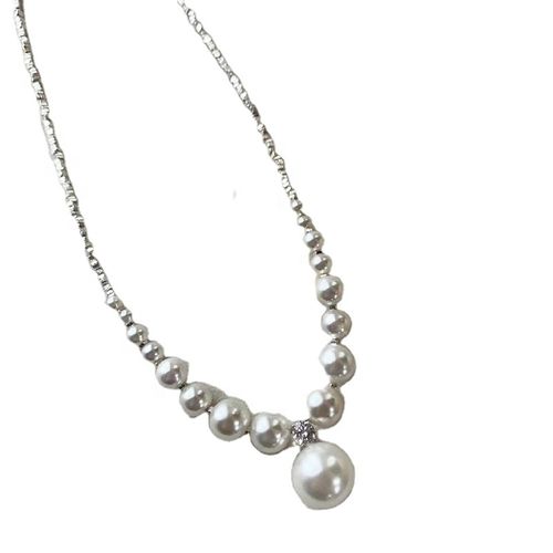 Silver Pearl Drop Necklace