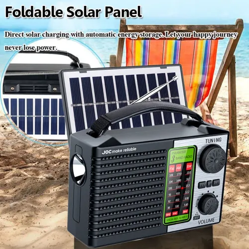 Portable Full-Frequency Radio Wireless Bluetooth Music Player with Powerful LED Light and Rechargeable Battery