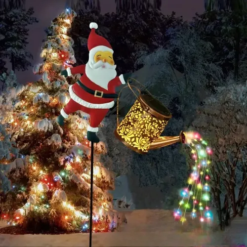 New Santa Claus Lantern Solar Luminous Water Bottle Hollow Outdoor Courtyard