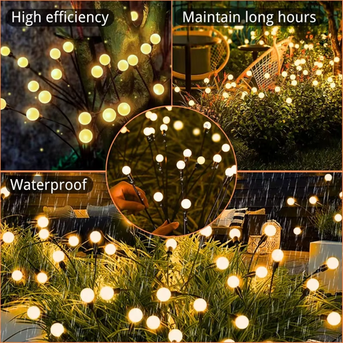 3PCS Solar Garden Lights Solar Firefly Swaying Decorative Light for Yard Pathway Christmas Halloween Decoration Ambient Lighting