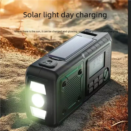 4000mAh Portable Emergency Solar Power Radio Hand Crank Charging AM FM Weather Radio Led Reading Flashlight Bank Phone Charger