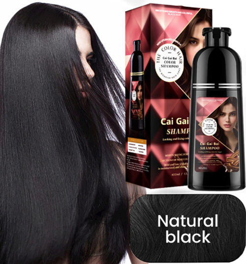 Hair coloring shampoo, suitable for both men and women, with herbal extracts for fast results.
