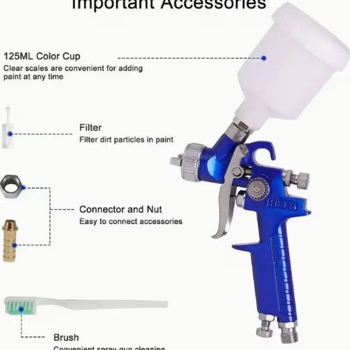 Mini Spray Gun with 1.0mm Nozzle Gravity Air Supply Precision Painting for Cars Furniture Home Projects Ergonomic Design Durable Aluminum Structure, Paint Spraying Tool