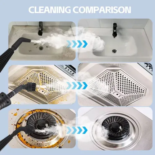 Handheld Steam Cleaner High Temperature Pressurized with 9Pc Accessory Kitchen Range Hood Disinfection & Cleaning Steamer
