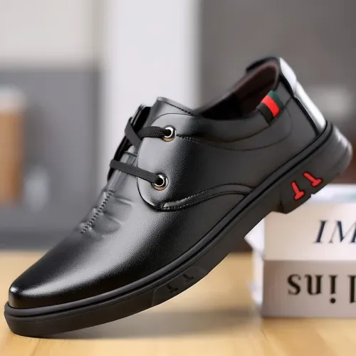 Men Black Leather Shoes Lightweight Comfortable Casual Flats Shoes Business Men Dress Shoes Fashion Party Walking