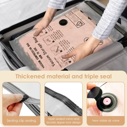 11-Piece Vacuum Storage Bag Set (Includes USB Electric Pump) — Rapid Compression, Double Zipper Lock, Triple Seal — Designed for Luggage Storage