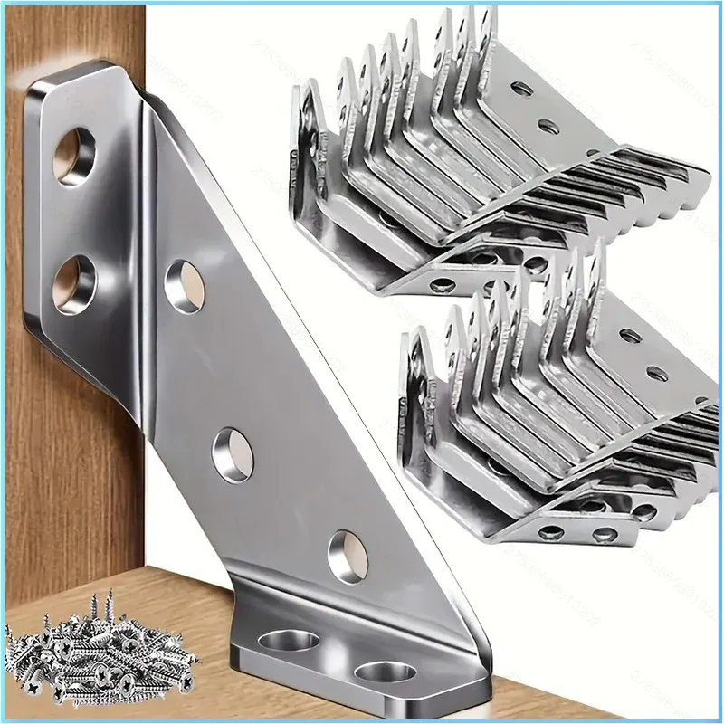 140PCS Stainless Steel Corner Brace, 90°Right AngleSupport Bracket for Cabinets & Furniture, Premium Stainless Steel Corner Brackets