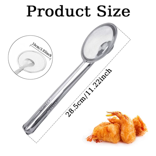5PCS Stainless Steel Oil Frying Clamp Filter Fine Mesh Strainer With Clip Tongs for Oil-frying Food Kitchen Tools