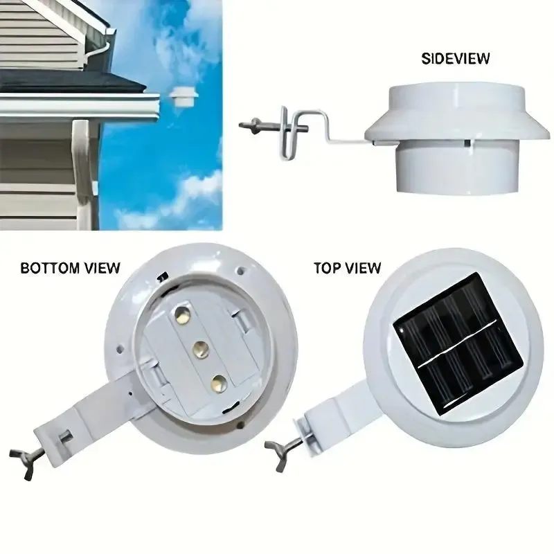 2PCS Solar Outdoor LED Gutter Lights, Adjustable Water-Resistant Smart Light Control Sensor Lamp, Auto-Off for Garden Stair Garage, Perfect Christmas Thanksgiving Gift (White Tube)