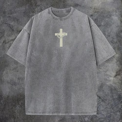 Jesus Christ Printed Men's Washed T-Shirt