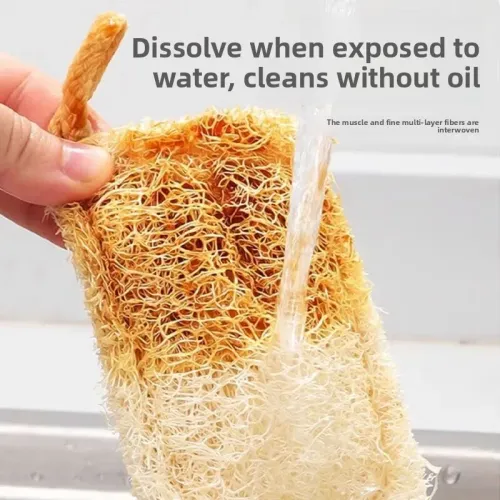 10PCS  Natural Loofah Sponge Dish Scrubber Vegetable Fiber Reusable Eco Friendly Oil Stain Remover With Hanging Rope Kitchen Cleaning