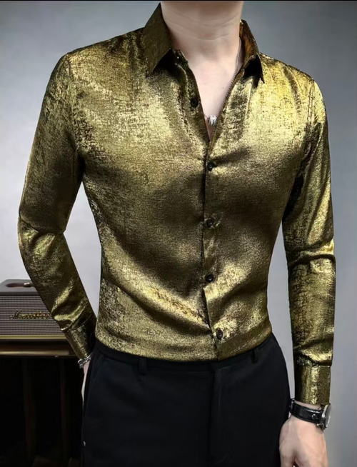 Shiny Gold Formal Casual Shirt