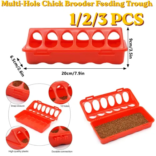 Plastic Flip-Top Poultry Bird Feeder Anti-Waste Poultry Feeder for Chickens, Quails & Leghorns, Durable Farming Accessory