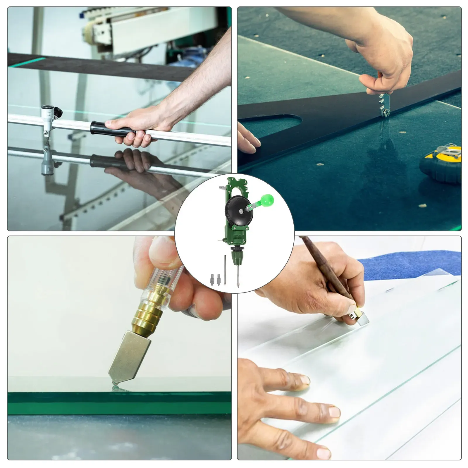 1Set Portable Glass Cutting Tool Hand Crank Punch Opener for Tiles Bottles Mirrors Metal Plastic Construction Ergonomic Design