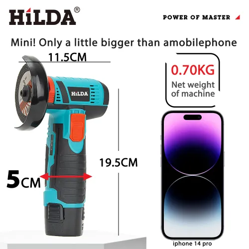 HILDA 12v Mini Angle Grinder Car Repair Brush Motor Rechargeable For Cutting Diamond Cordless Power Tool Polishing And Grinding