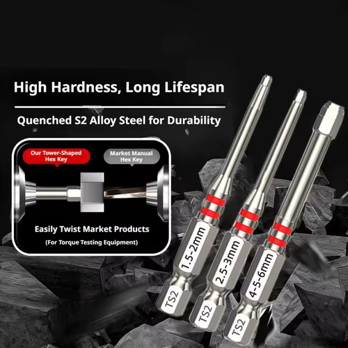 6PCS Pagoda Step Hex Screwdriver Bit Set, S2 Alloy Steel Hex Shank Bits Multi-Size Magnetic Tips for Electric Drill Screwdriver